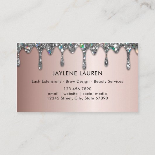 グラムエレガントシルバーフェイクグリッタードリップロイヤリティ 名刺 (裏面)