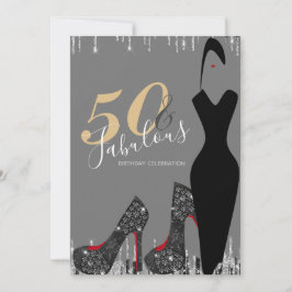 グラムエレガントシルバー金ゴールド50ファブバースデーパーティー 招待状