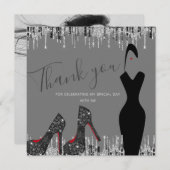 グラムエレガントシルバー金ゴールド50ファブ誕生日写真 サンキューカード (正面/裏面)