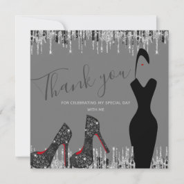 グラムエレガントシルバー金ゴールド50ファブ誕生日写真 サンキューカード