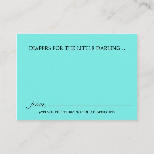 グラムエレガントティファニーおむつラッフルベビーシャワー エンクロージャーカード (裏面)