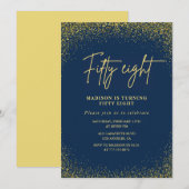 グラムエレガントネイビー金ゴールドグリッター58歳 招待状 (正面/裏面)