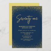 グラムエレガントネイビー金ゴールドグリッター71歳 招待状 (正面/裏面)