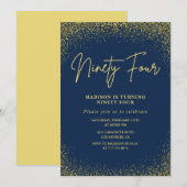 グラムエレガントネイビー金ゴールドグリッター94歳の誕生日 招待状 (正面/裏面)