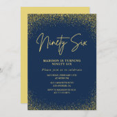 グラムエレガントネイビー金ゴールドグリッター96歳 招待状 (正面/裏面)