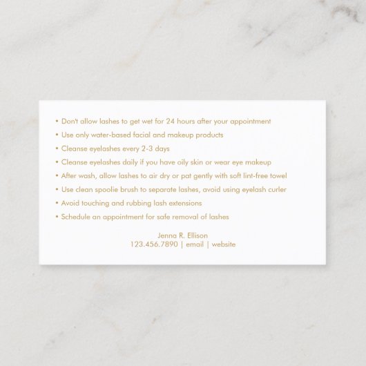 グラムエレガントバタフライまつげ延長アフターケア 名刺 (裏面)