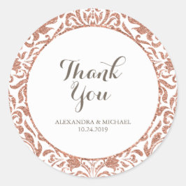 グラムエレガントバラフェイク金ゴールドグリッターダマスウェディング ラウンドシール