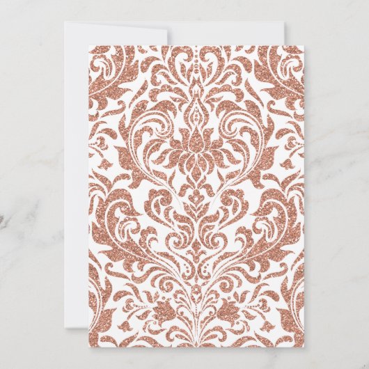 グラムエレガントバラフェイク金ゴールドグリッターダマスウェディング 招待状 (裏面)