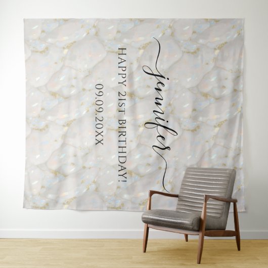 グラムエレガントパステルオパールジェムストーン誕生日 タペストリー (インサイチュ(横))