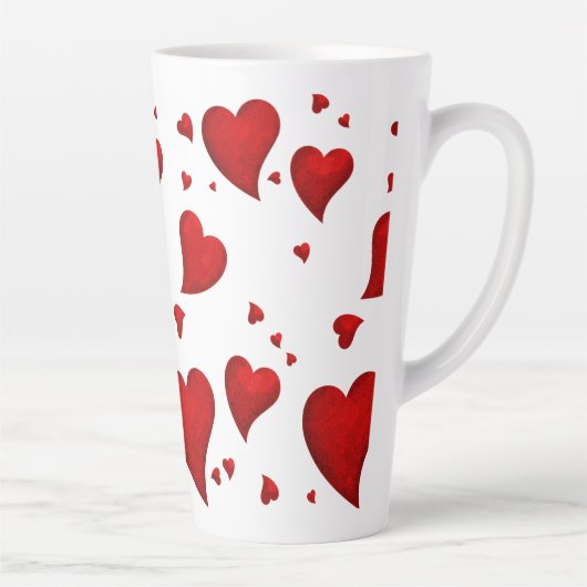 グラムエレガントファブシックスタイリッシュトレンディー赤いハート カフェラテマグ (右)