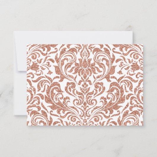 グラムエレガントフェイクバラ金ゴールドグリッターダマスクRSVP 出欠カード (裏面)