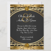 グラムエレガントブラックと金ゴールド結婚ズ 招待状 (裏面)