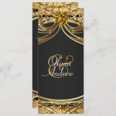 グラムエレガントブラックと金ゴールド結婚ズ 招待状 (正面/裏面)