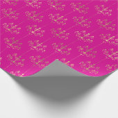 グラムエレガントホットピンク金ゴールドパターン ラッピングペーパー (角)