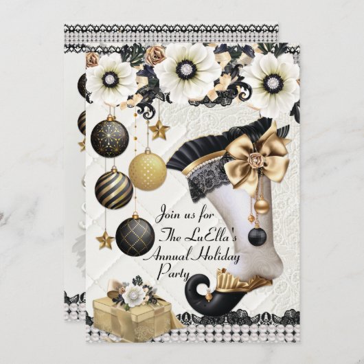 グラムエレガントホリデークリスマスパーティの招待状 招待状 (正面/裏面)