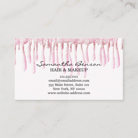 グラムエレガントメイクヘア赤面ピンクグリッタードリップ 名刺 (裏面)