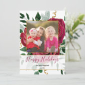 グラムエレガントレッドピンクヴィンテージバラグリッター写真 シーズンカード (スタンド正面)