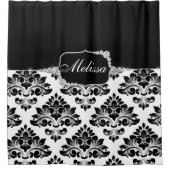 グラムエレガント白黒ダマスクダイヤモンド シャワーカーテン (正面)
