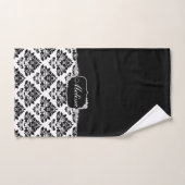 グラムエレガント白黒ダマスクダイヤモンド バスタオルセット (ハンドタオル)