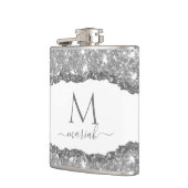 グラムエレガント破れたグリッター紙ネームモノグラム フラスク (左)