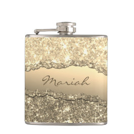 グラムエレガント破れたグリッター紙ネームモノグラム フラスク
