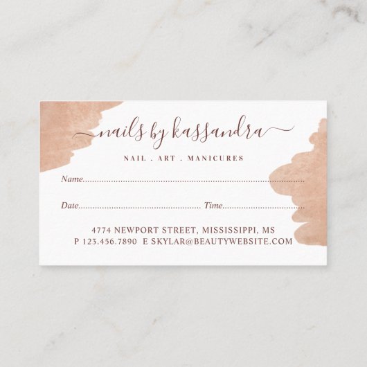 グラムエレガント美しいハンズネイルアーティストマニキュア 予約カード (裏面)