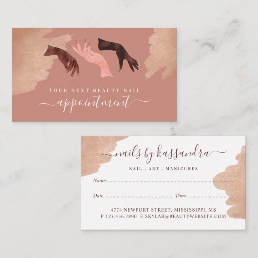 グラムエレガント美しいハンズネイルアーティストマニキュア 予約カード (正面/裏面)