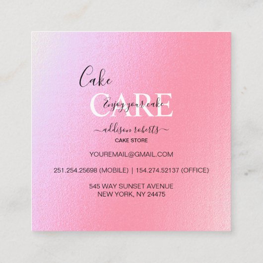 グラムエレガント虹色のスパークルケーキスクス気にチャール スクエア名刺 (裏面)
