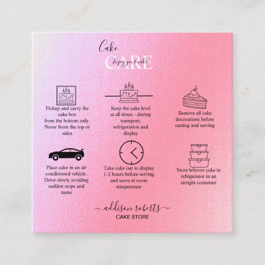 グラムエレガント虹色のスパークルケーキスクス気にチャール スクエア名刺 (正面)