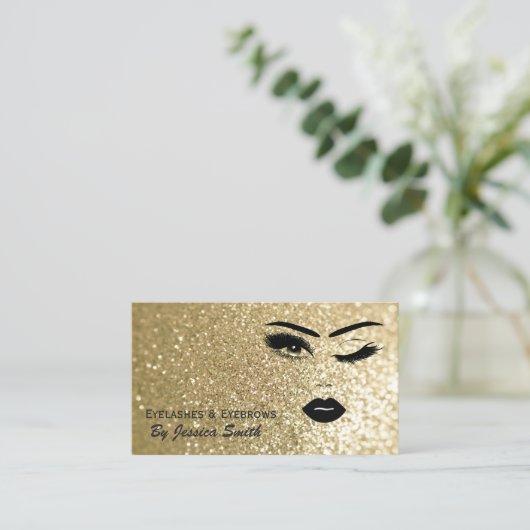 グラムエレガント金ゴールドキラキラ女の子顔 名刺 (スタンド正面)