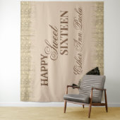 グラムエレガント金ゴールドブラウングリッタースウィート16誕生日 タペストリー (インサイチュ)