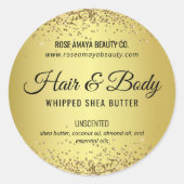 グラムエレガント金ゴールドヘア体美しい製品ラベル ラウンドシール (正面)