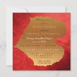 グラムオータム秋レッドゴールデン葉ブライダルシャワー 招待状