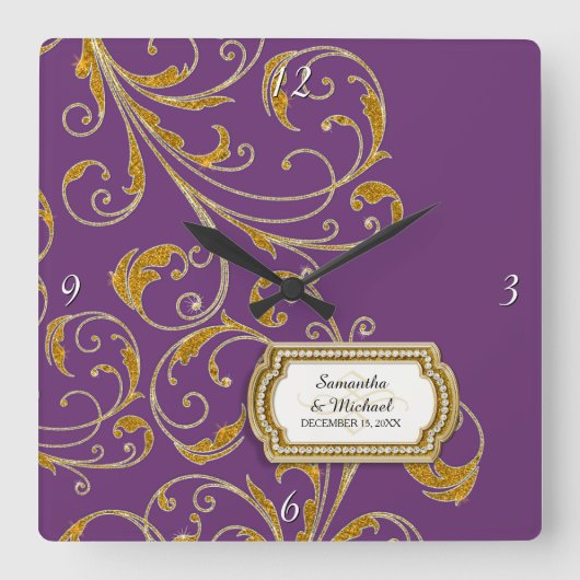 グラムオーパーソナライズされたルドハリウッドリージェンシーブラックタイ スクエア壁時計 (正面)