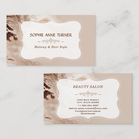 グラムオーラム大理石幾何学形状メイクアップアーティスト 名刺 (正面/裏面)