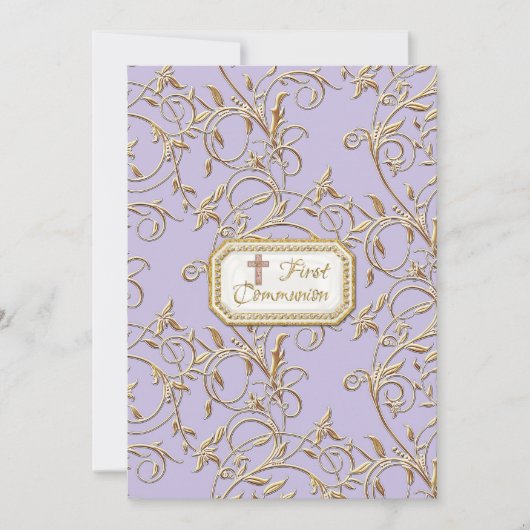 グラムオールドハリウッドリージェンシークロスファーストコミュニオン 招待状 (正面)