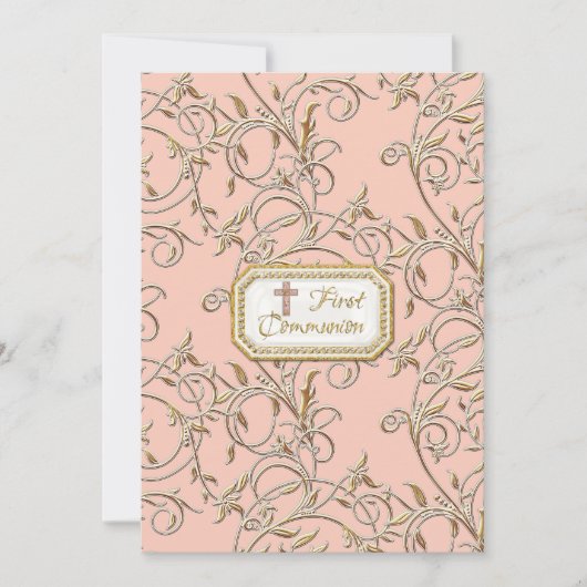 グラムオールドハリウッドリージェンシークロスファーストコミュニオン 招待状 (正面)