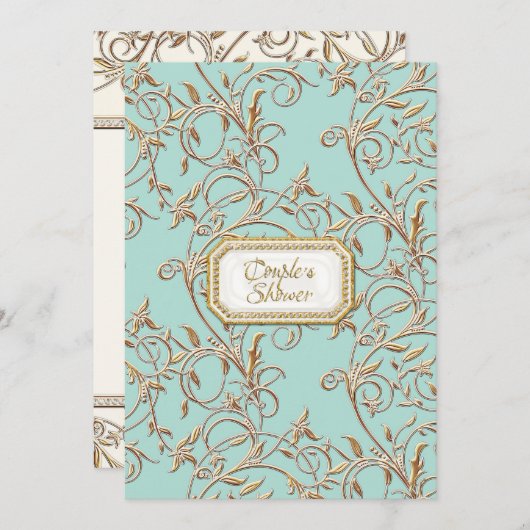 グラムオールドハリウッドリージェンシーピンクカップルシャワー 招待状 (正面/裏面)