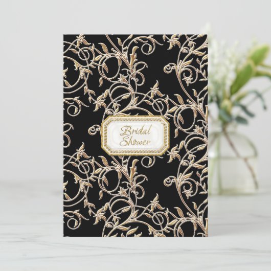 グラムオールドハリウッドリージェンシーブラックブライダルシャワー 招待状 (スタンド正面)