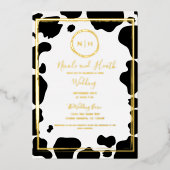 グラムカウーモダンプリント縁どの写真金ゴールド 箔招待状 (正面)