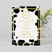 グラムカウーモダンプリント縁どの写真金ゴールド 箔招待状 (立ち正面)