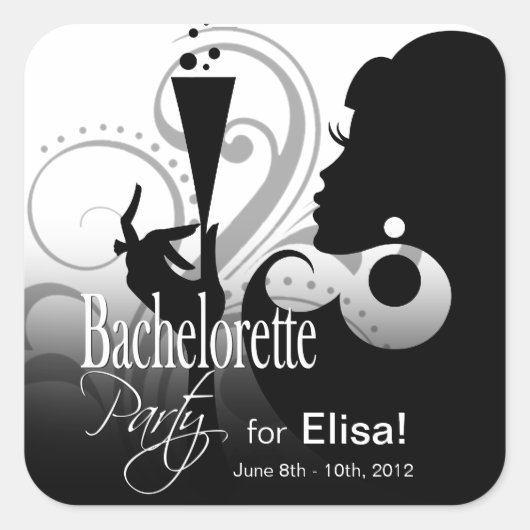 グラムカクテルレディーステッカー |大白黒 スクエアシール (正面)