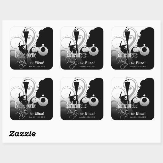 グラムカクテルレディーステッカー |大白黒 スクエアシール (シート)