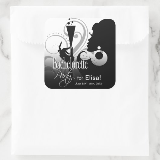 グラムカクテルレディーステッカー |大白黒 スクエアシール (バッグ)