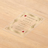 グラムカジノナイトラスベガス結婚ズトランスペアレント アクリル招待状 (レイダウン)