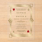 グラムカジノナイトラスベガス結婚ズトランスペアレント アクリル招待状 (正面)