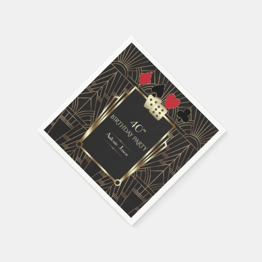 グラムカジノ素晴らしギャツビー40thトランプのポーカー誕生日 スタンダードカクテルナプキン (角)