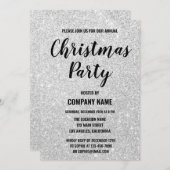 グラムカンパニーホリデーパーティーシルバーグリッタースパークレス 招待状 (正面/裏面)