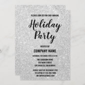 グラムカンパニーホリデーパーティーシルバーグリッタースパークレス 招待状 (正面/裏面)