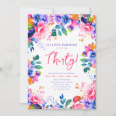 グラムガーデンウォーターカラーフローラ30歳の誕生日 招待状 (正面)